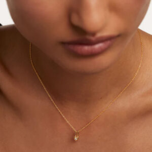 collana con condolo lucchetto cuore in argento placcato oro giallo e zircone pdpaola co01 510 u
