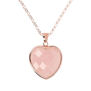 collana lunga con ciondolo a cuore in quarzo rosa placcata oro rosa bronzallure wsbz00048lgr