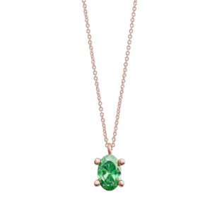 collana in oro rosa con zircone verde taglio ovale di ambrosia gioielli agz 381
