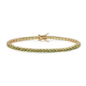 bracciale tennis in argento placcato oro giallo con zirconi verdi peridot di comete gioielli bra 239