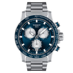 orologio da uomo in acciaio con quadrante blu tissot supersport chrono t125.617.11.041.00