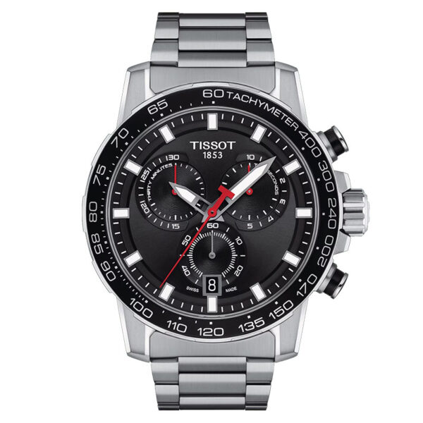 orologio da uomo in acciaio con quadrante nero tissot supersport chrono t125.617.11.051.00
