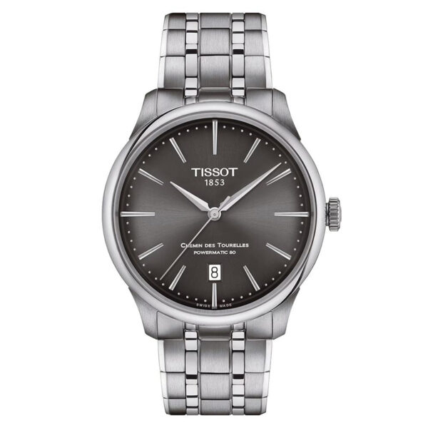 Orologio da Uomo Tissot Chemin Des Tourelles Automatico in Acciaio con Quadrante Grigio diamatro di 39 mm T1398071106100