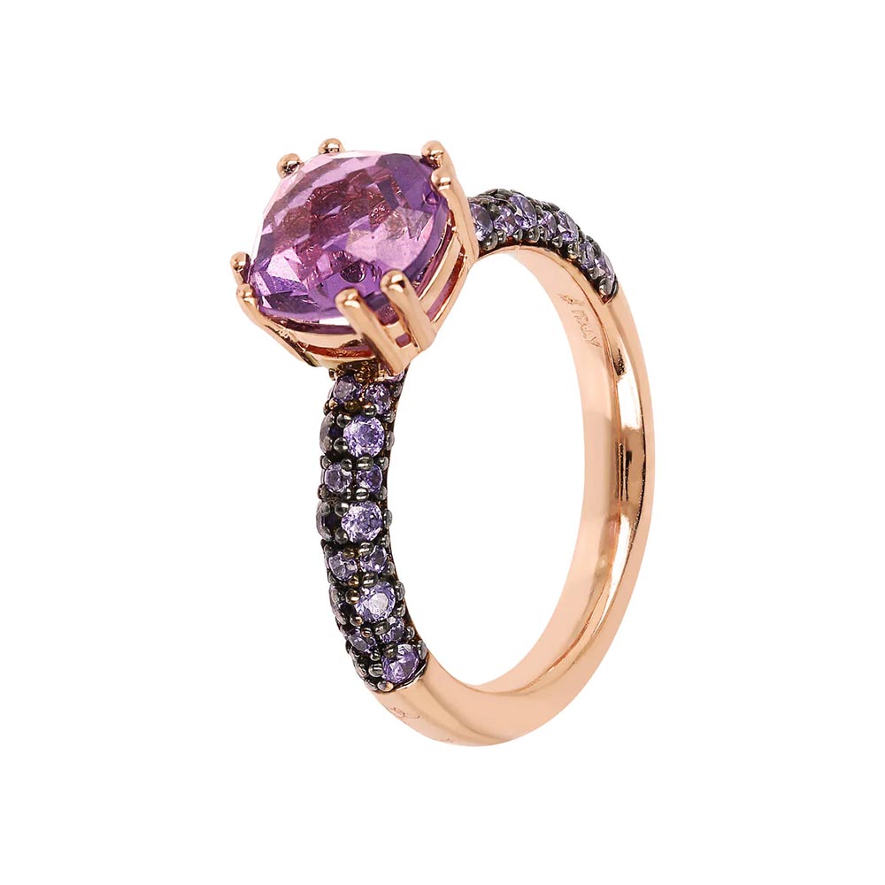 anello bronzallure con cristallo ametista viola wsbz02181am