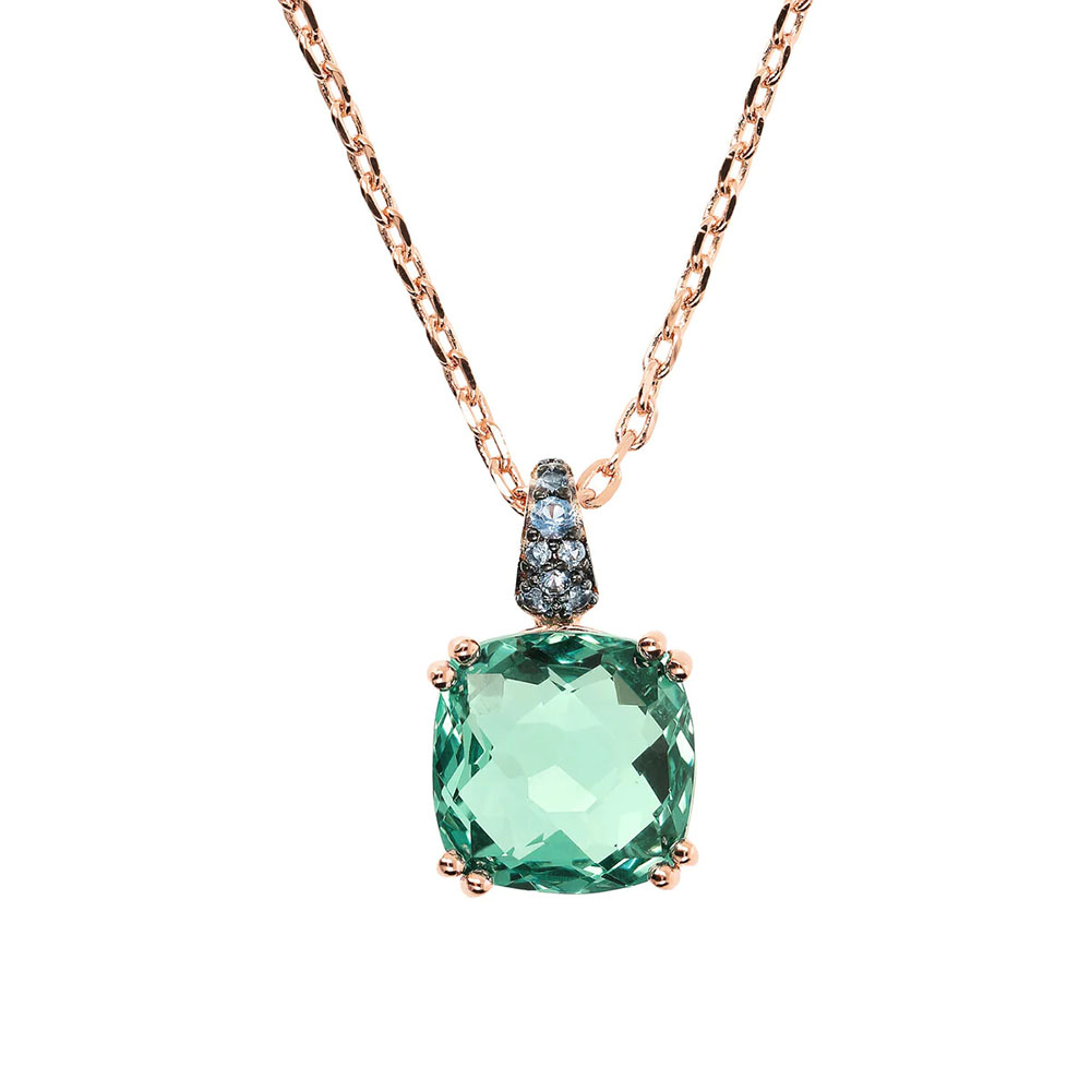 collana bronzallure con zirconi e cristallo paraiba verde wsbz02180green