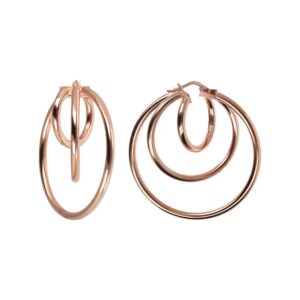 orecchini a cerchio triplo placcati oro rosa di bronzallure wsbz01766.r