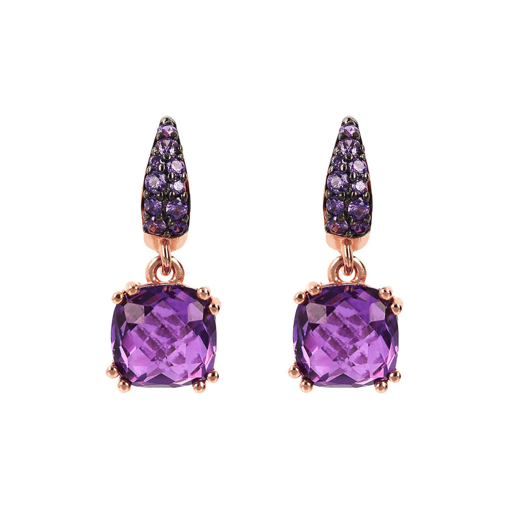 orecchini pendenti bronzallure con cristalli e zirconi viola ametista wsbz02182am