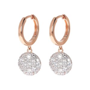 orecchini a cerchio con pendente placcati oro rosa con pavé di zirconi bianchi bronzallure wsbz01592w