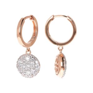 orecchini a cerchio con pendente placcati oro rosa con pavé di zirconi bianchi bronzallure wsbz01592w