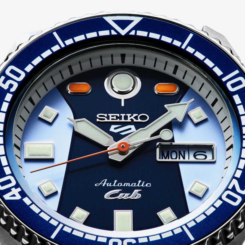 orologio automatico seiko 5 sports honda super cub limited edition srpk37k1 blu e azzurro