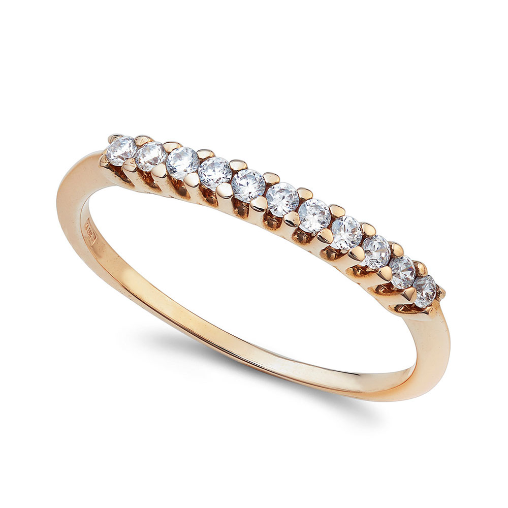 anello fedina in oro rosa con 11 zirconi bianchi ambrosia gioielli aaz 143 r