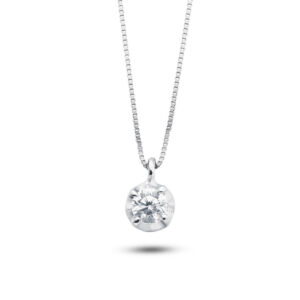 collana girocollo punto luce in oro bianco con zircone ambrosia gioielli agz 393