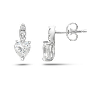 orecchini in oro bianco con zirconi a cuore ambrosia gioielli aoz 532