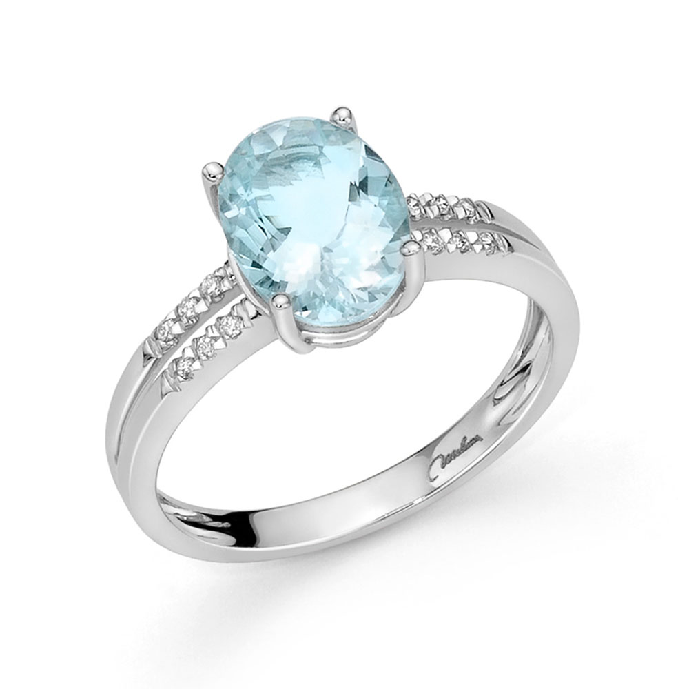 anello con acquamarina ovale in oro bianco e diamanti miluna lid3371 perfetto per fidanzamento