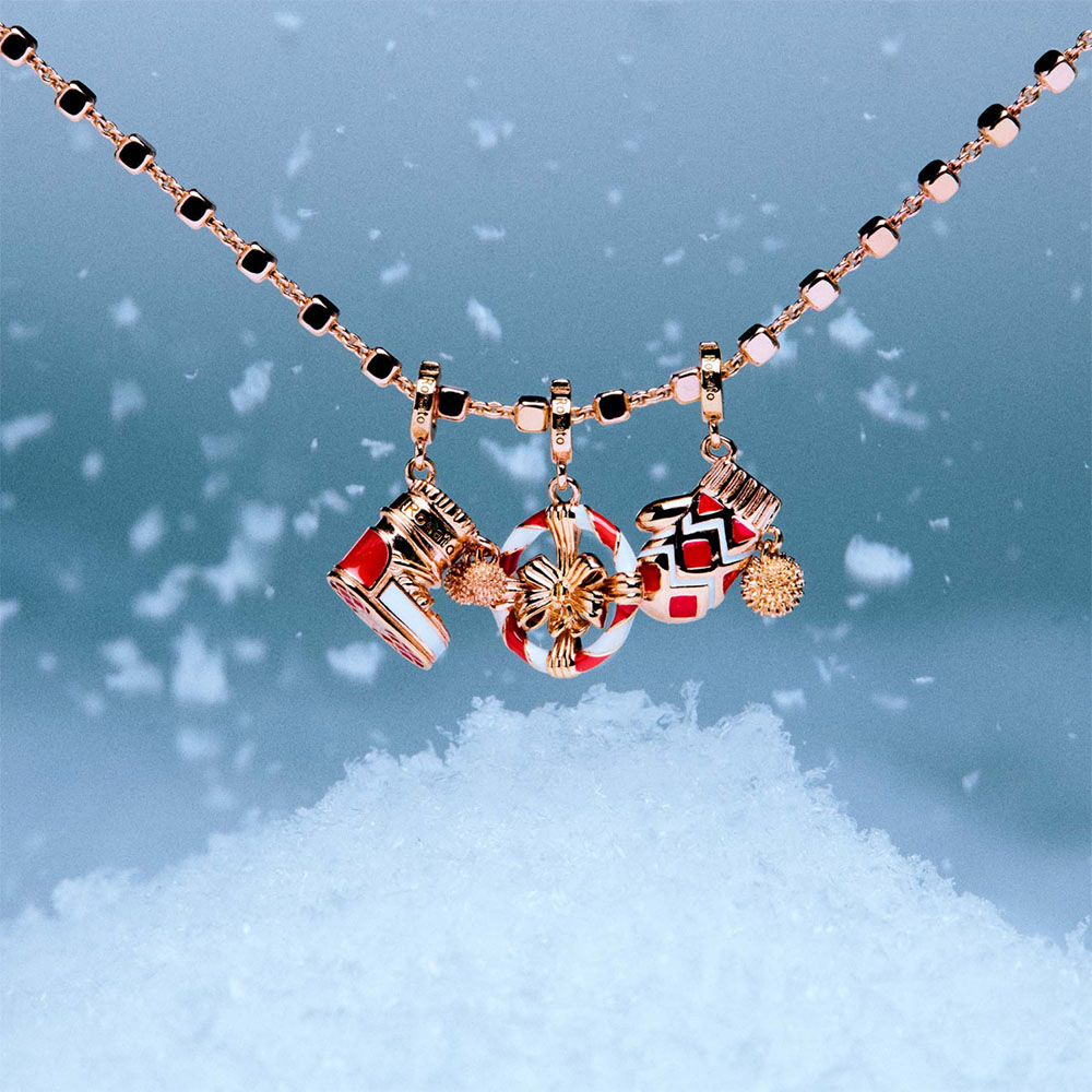 collana ciondoli charm rosato oro rosa natale