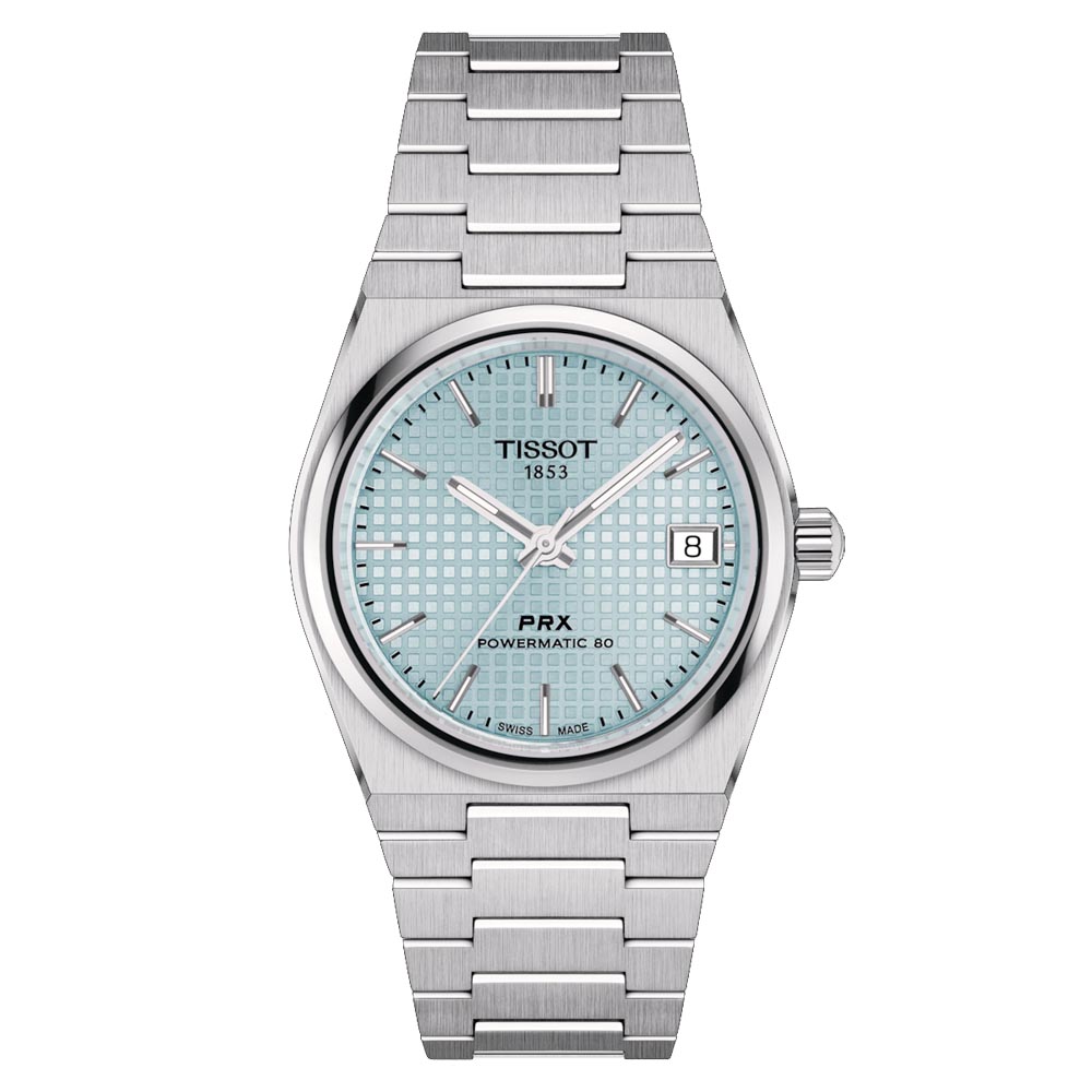 orologio donna tissot prx 35mm powermatic 80 azzurro blu ghiaccio automatico t137.207.11.351.00