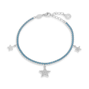 bracciale tennis stelle argento e zirconi azzurri comete bra 252