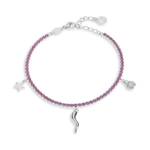 bracciale tennis cornetto argento e zirconi rossi comete bra 250