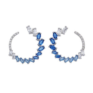 orecchini a cerchio argento con zirconi blu comete ora 202