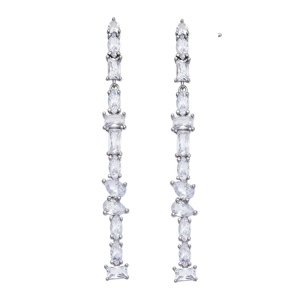 orecchini pendenti lunghi in argento con zirconi bianchi comete ora 215