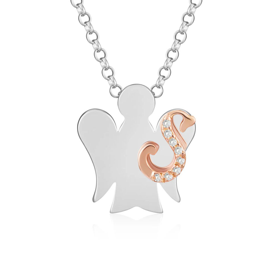 collana con ciondolo angelo iniziale s in argento di roberto giannotti gia500s