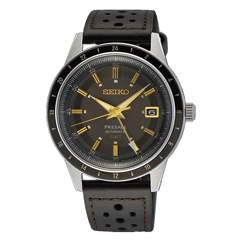 orologio uomo automatico in pelle seiko presage style 60 GMT ssk013j1