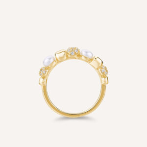 anello donna a fedina di rosato gioielli in argento placcato oro giallo con perle bianche collezione azzurra rzaz039