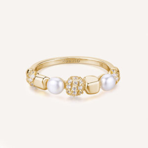 anello donna a fedina di rosato gioielli in argento placcato oro giallo con perle bianche collezione azzurra rzaz039