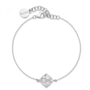 bracciale argento con dettaglio quadrato rosato gemma rzge19