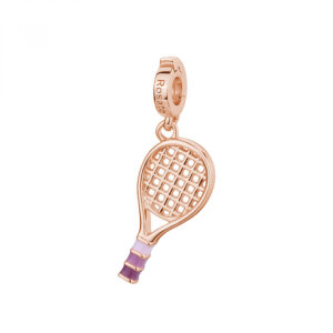 ciondolo charm racchetta tennis padel in argento 925 placcato oro rosa di rosato gioielli rz233