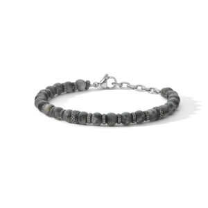 Bracciale in acciaio con Pvd gun metal e labradorite grigia UBR 1246