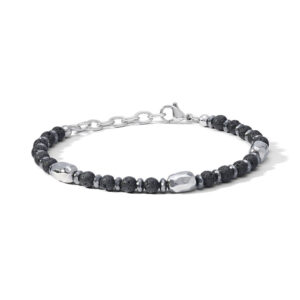 bracciale uomo acciaio e pietre nere comete ubr 1206