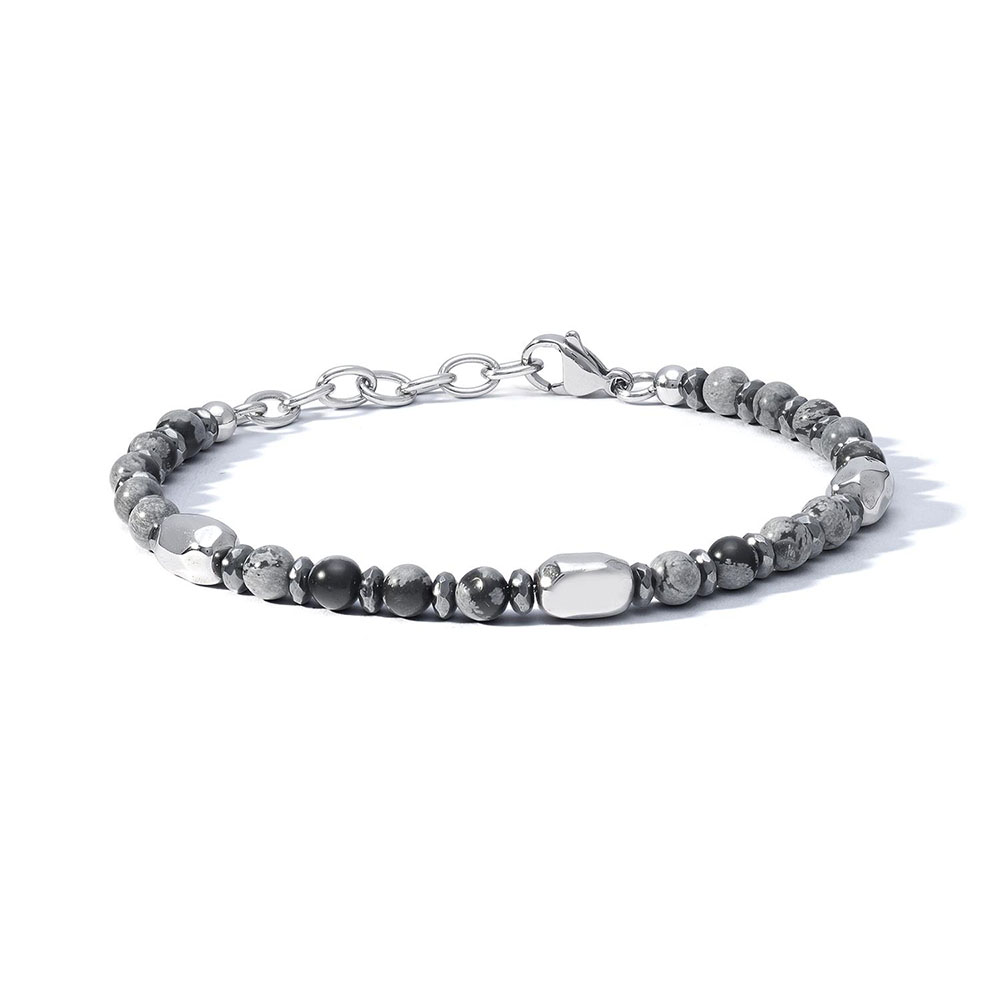 bracciale uomo acciaio e pietre nere comete ubr 1210