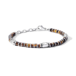 bracciale uomo acciaio pietre occhio di tigre comete ubr 1213