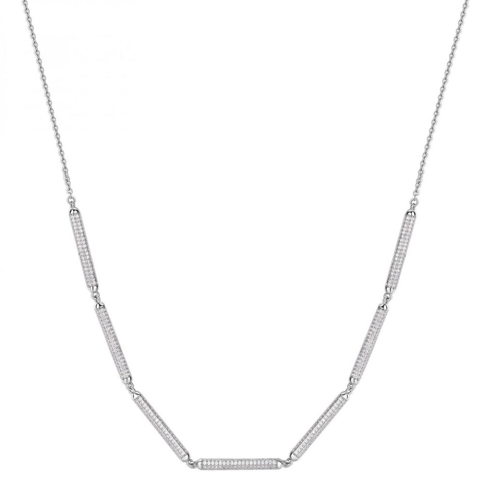collana donna rosato con barrette collezione bianca rzbi08 in argento e zirconi