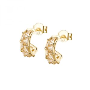 orecchini a cerchio rosato collezione vittoria rzvt28 in argento placcato oro giallo e zirconi