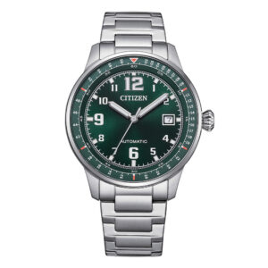orologio da uomo automatico citizen military ny0190-51x in acciaio con quadrante verde