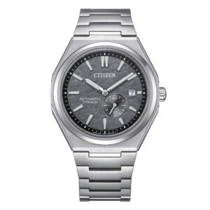 orologio da uomo meccanico automatico citizen zenshin nj0180-80h in super titanio con quadrante nero antracite