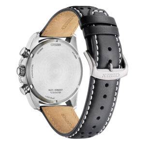 orologio sportivo da uomo a ricarica solare citizen eco drive racing crono ca4640-09a bianco con cinturino pelle nera