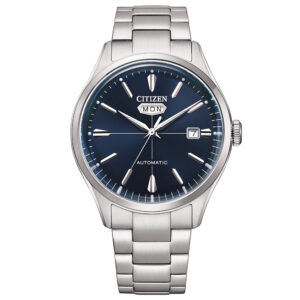 orologio da uomo automatico citizen day date c7 nh8391-51l in acciaio con quadrante blu