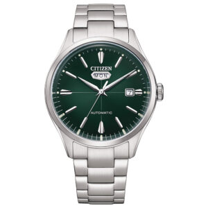 orologio da uomo automatico citizen day date c7 nh8391-51x in acciaio con quadrante verde
