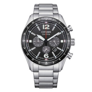 orologio sportivo da uomo a ricarica solare citizen eco drive racing crono ca4654-55e nero in acciaio