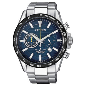 orologio uomo sportivo citizen crono super titanio quadrante blu ca4444-82l