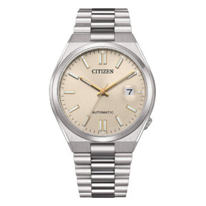 orologio da uomo meccanico automatico citizen tsuyosa nj0151-88w in acciaio con quadrante champagne