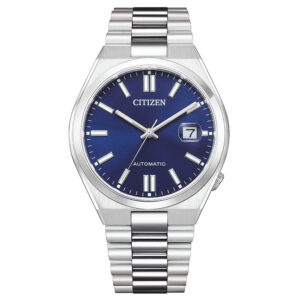 orologio da uomo meccanico automatico citizen tsuyosa nj0150-81l in acciaio con quadrante blu
