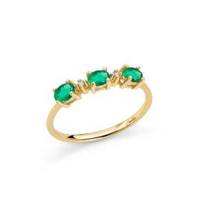 anello trilogy donna oro giallo con smeraldi verde naturale ovale miluna lid3730x