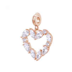 ciondolo charm cuore argento placcato oro rosa con zirconi rosato gioielli rz245