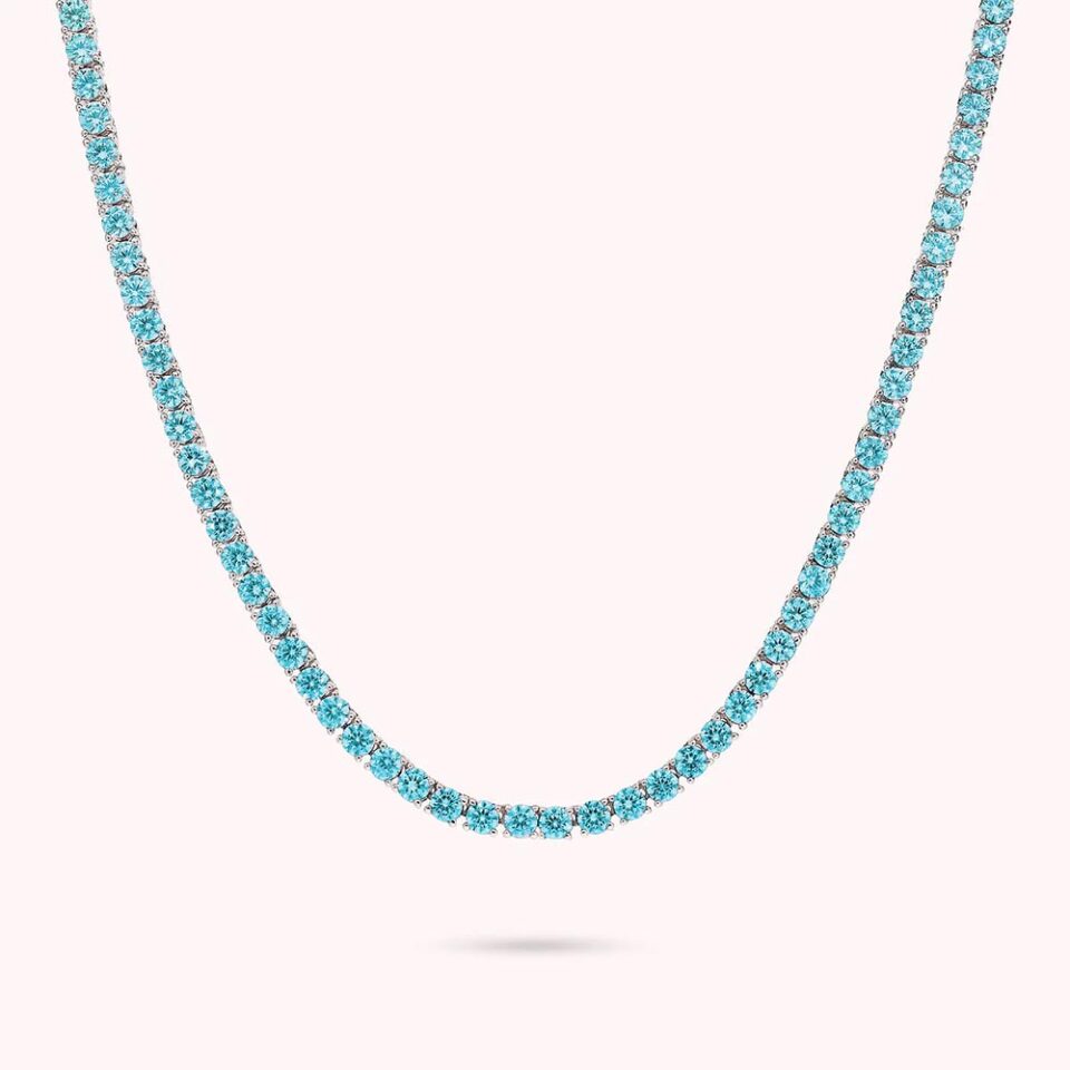 collana girocollo tennis donna bronzallure placcato oro bianco con zirconi azzurro acquamarina wsbz02486.aq
