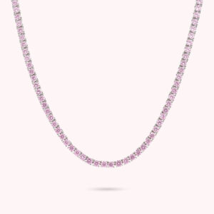 collana girocollo tennis donna bronzallure placcato oro bianco con zirconi rosa wsbz02486.lc