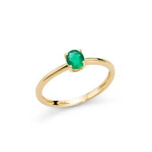 anello a filo donna oro giallo con smeraldo verde naturale ovale miluna lid3726x